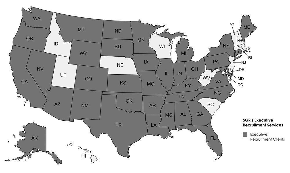 Map of SGR's recruitment services footprint
